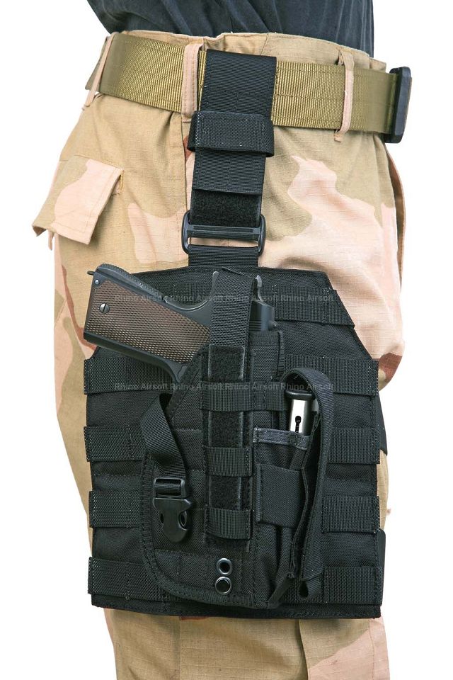 Pantac MOLLE Style Leg Panel with Holster (Black/ CORDURA)