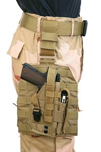 View Pantac MOLLE Style Leg Panel with Holster (Khaki / CORDURA) details